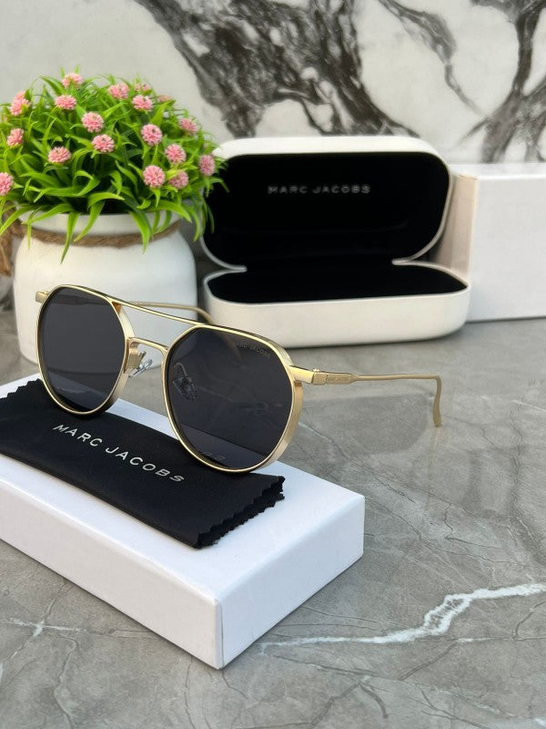 Branded Mj Metal Frame Gold Black Sunglasses (With Original Kit)