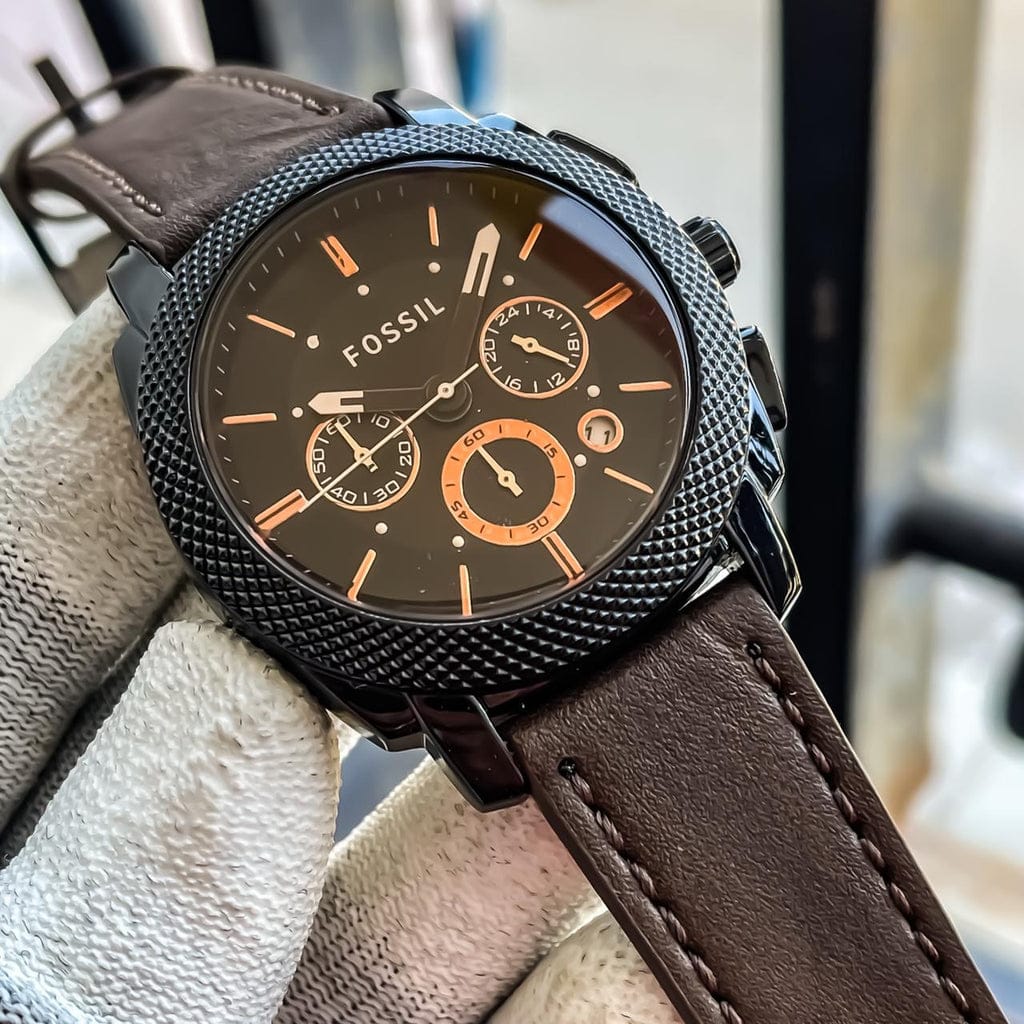 Fossil Machine Mid-Size Chronograph Brown Leather Watch